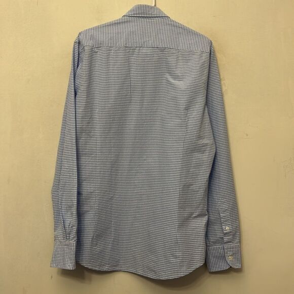 Massimo Dutti Blue white Checkered Men's Long sleeve Shirt Size L EUC - Picture 5 of 10
